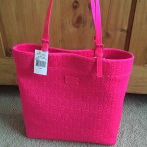 Michael Kors Neon Pink Jet Set Monogram Neoprene